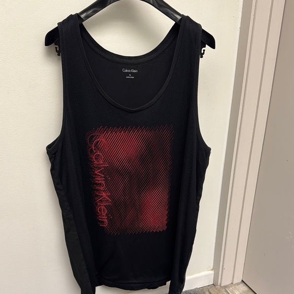 Men’s Y2K Calvin Klein Black and Red Sleeveless Tank Top XL - Picture 1 of 5